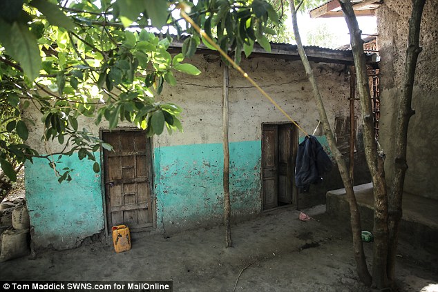 Modest: The tiny home where Mentewab lives and rents out two rooms is her only source of income. The 31-year-old says she has not received any letters, pictures or money from Angelina since the adoption 12 years ago