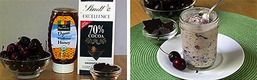 Haferbrei mit Kirschen und Schokolade