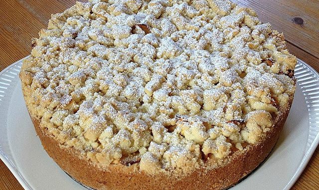 Apfel Streuselkuchen mit Pudding