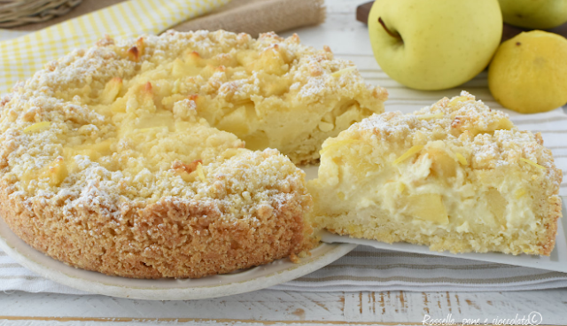 Apfel Streuselkuchen mit Pudding
