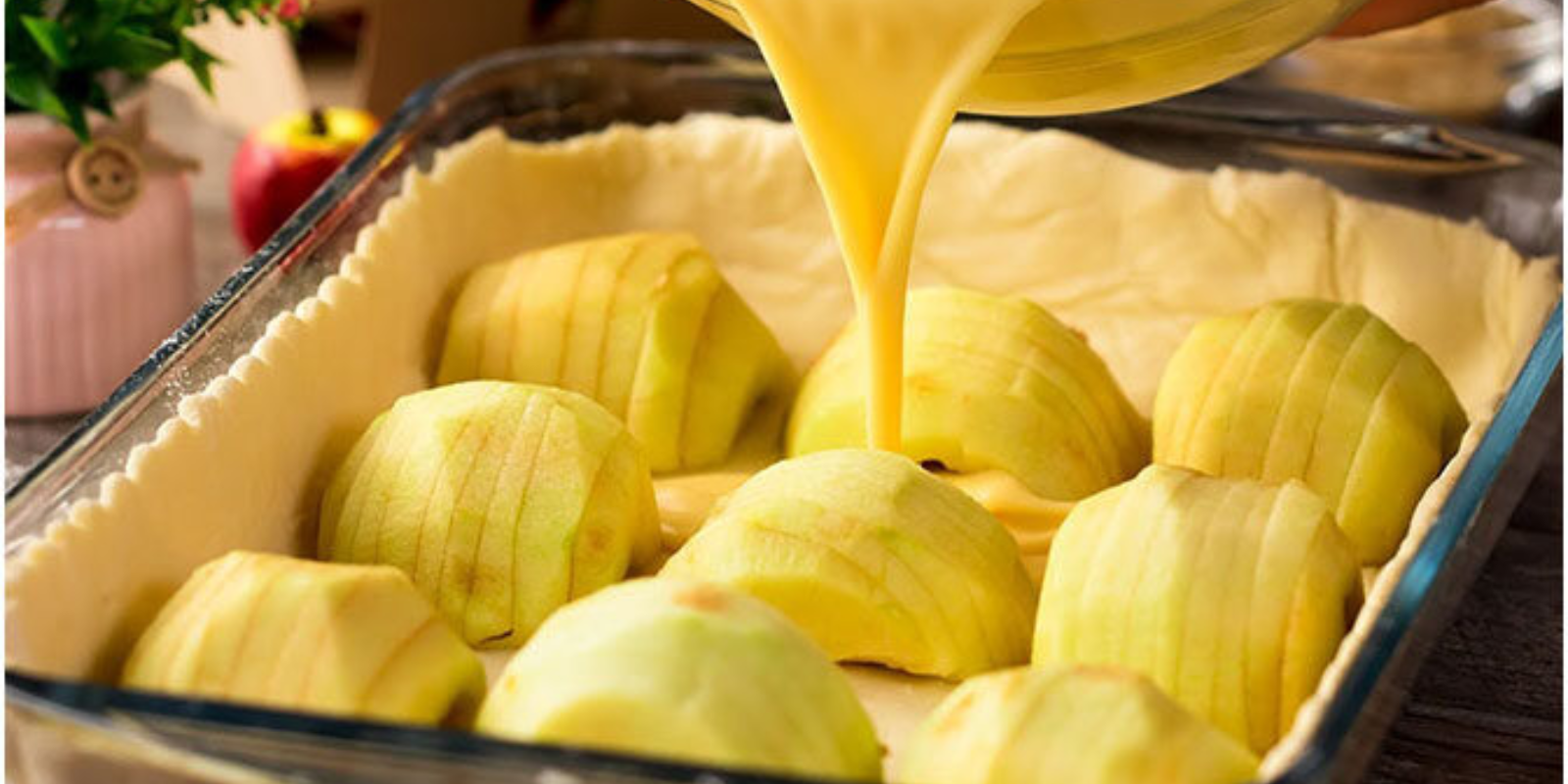 Apfelkuchen mit Vanillepudding