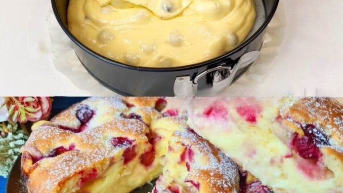 Blitz Kirschkuchen mit Vanillepudding