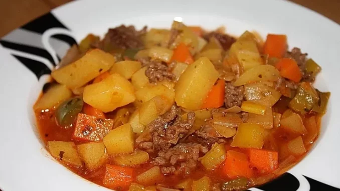 Bunter Hackfleisch von Rind Gemüse-Eintopf Rezept