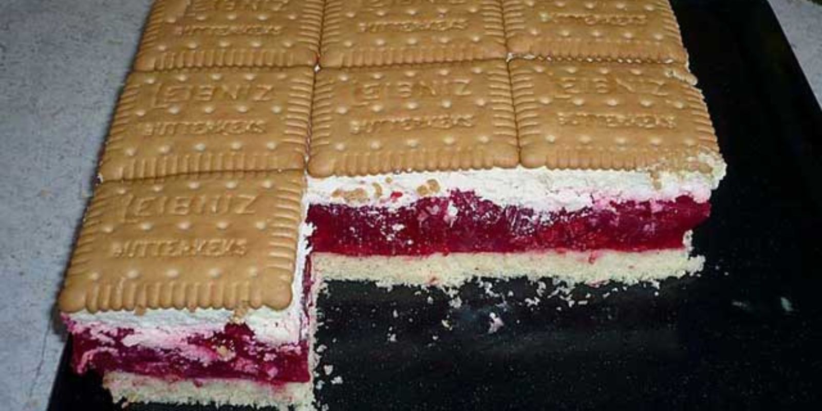 Butterkeks Himbeer Kuchen