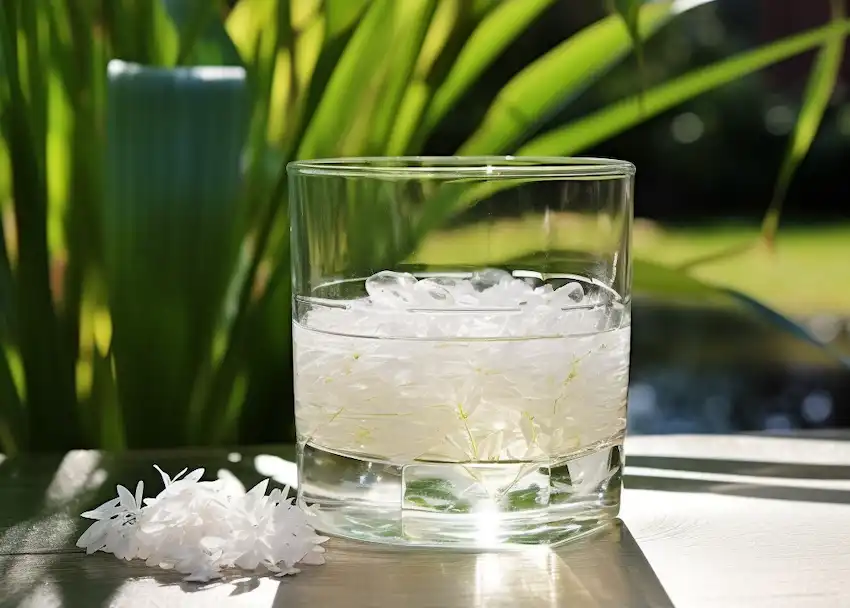 Glas voll Reiswasser