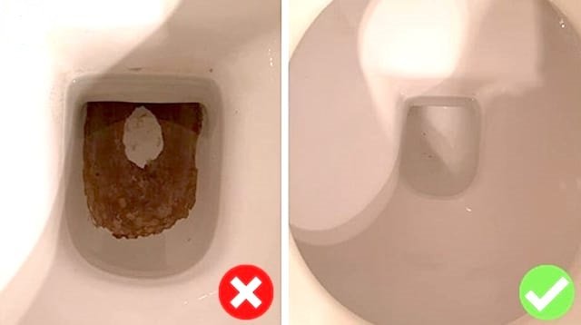 Der Trick, um den Boden der Toilettenschüssel OHNE Aufwand zu entkalken