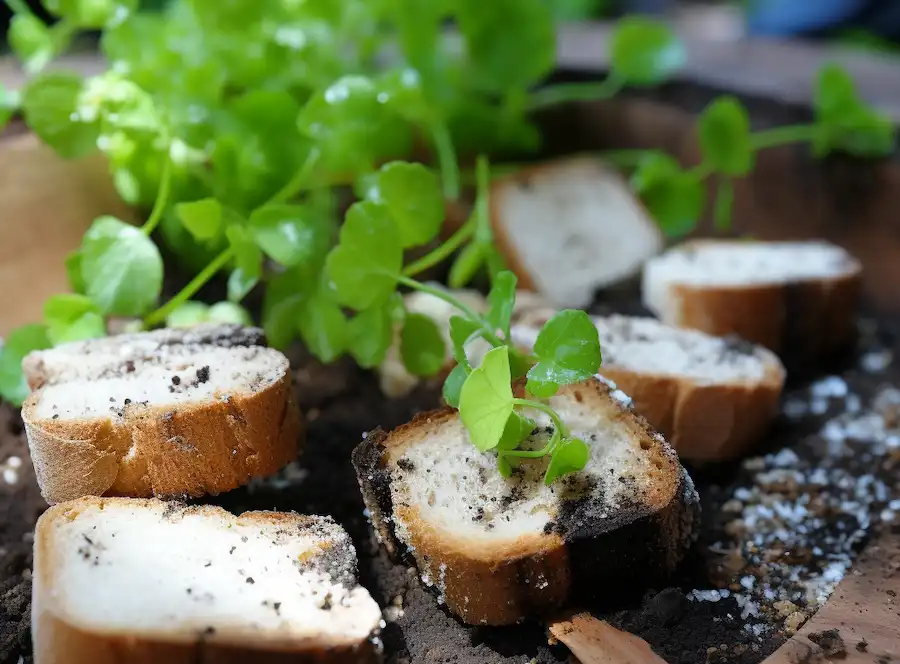 altbackenes Brot, das als Dünger verwendet wird
