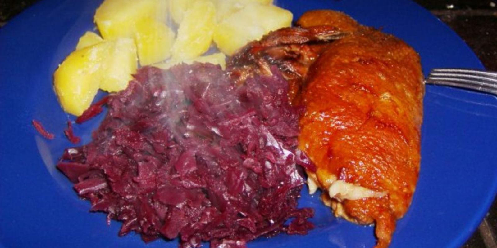 Entenkeule Rotkohl Kartoffeln