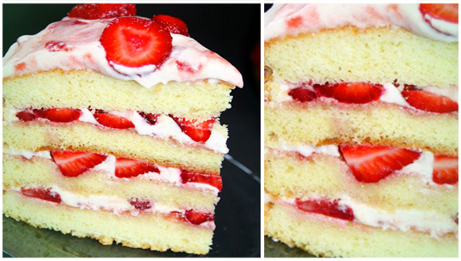 Erdbeer – Sahne – Torte mit schneller Zubereitung