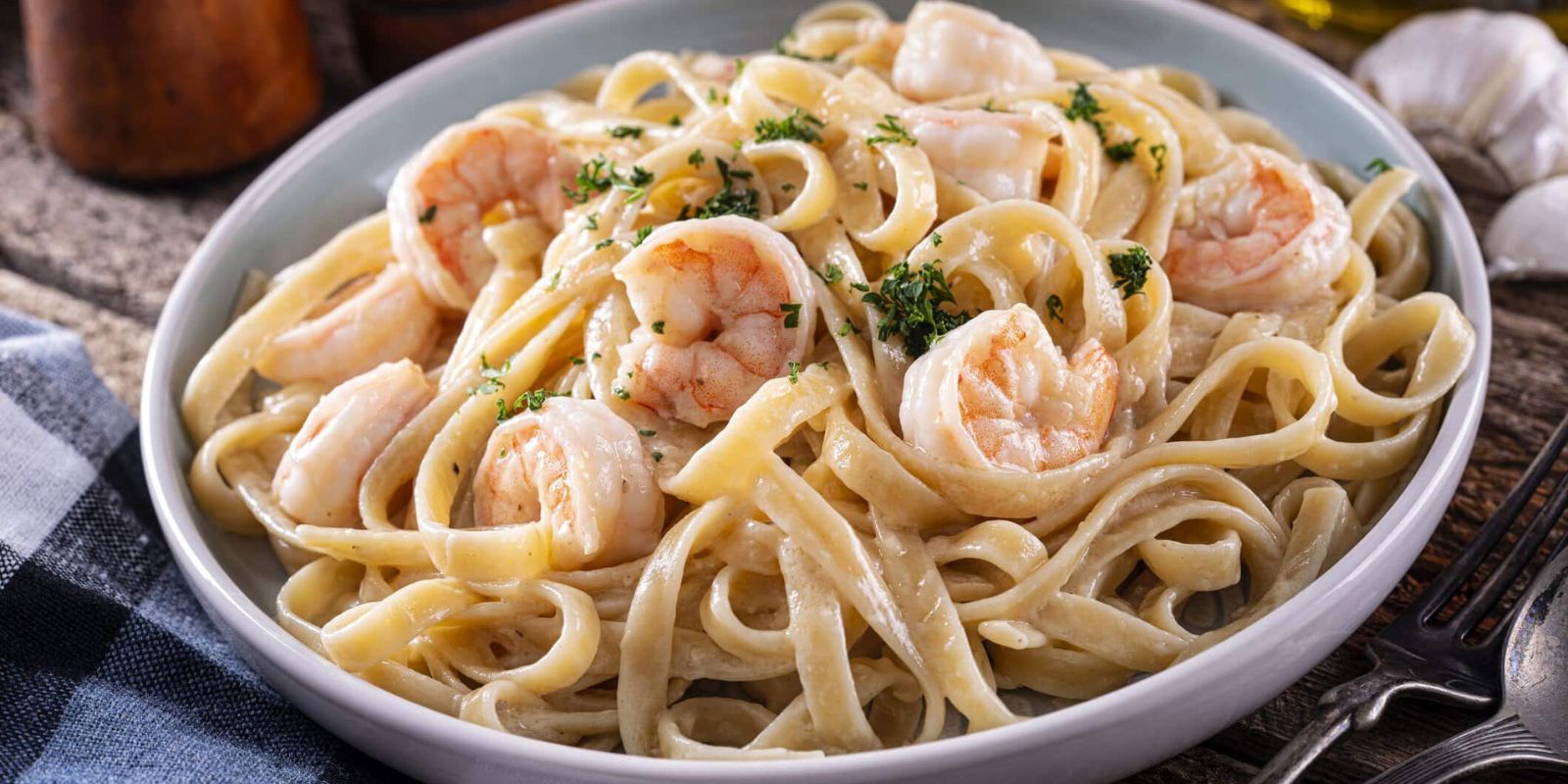 Garnelen-Alfredo-Nudeln