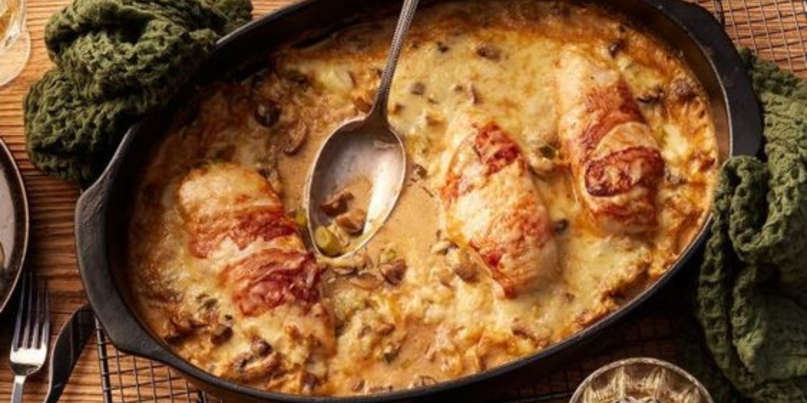 Geheimes Vergnügen – Gratinierte Hähnchenfilets in Champignonrahm