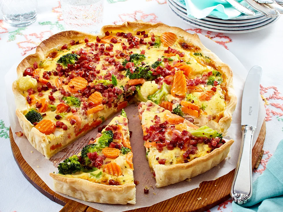 Gemüse-Quiche mit Speck