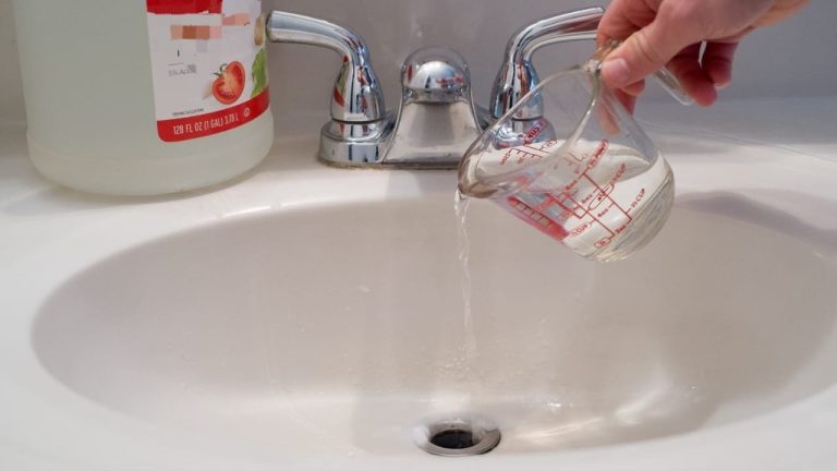 Gießen Sie Essig in den Abfluss der Toilette