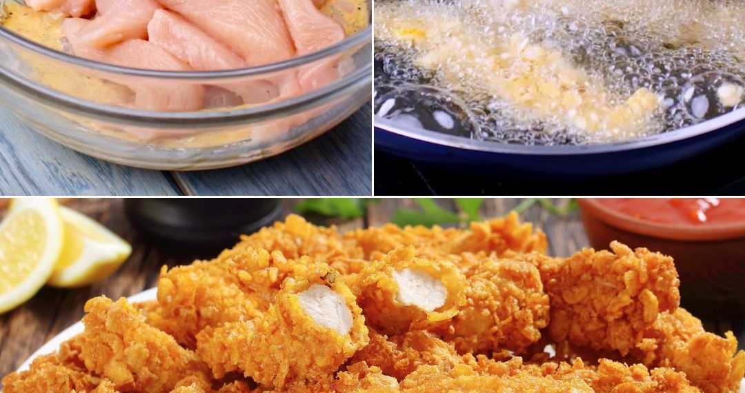 Goldene knusprige Hähnchenstreifen