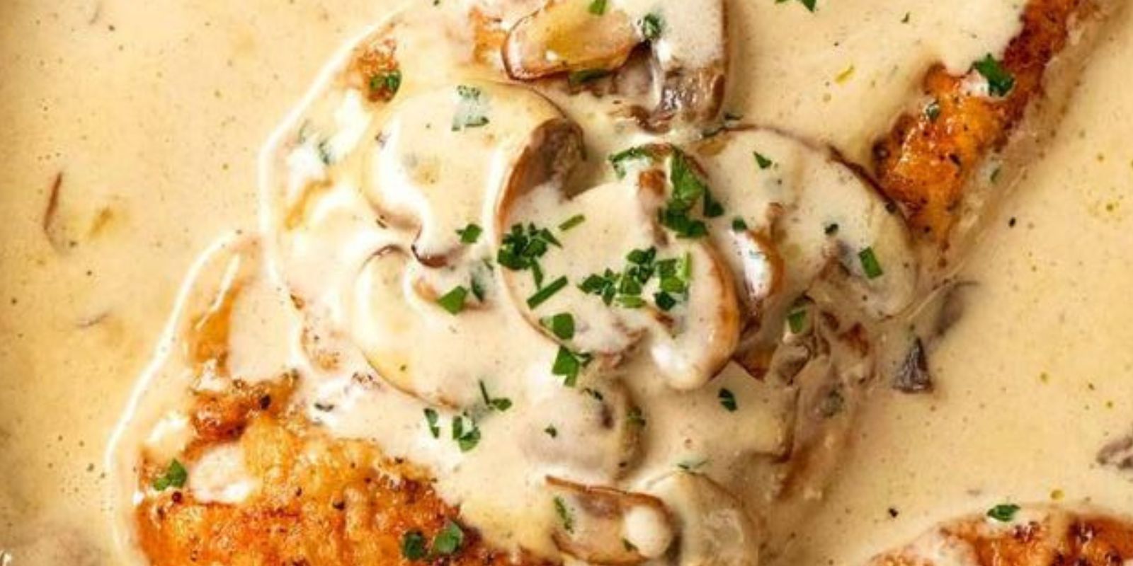 Gratinierte Hähnchenfilets in Champignonrahm, super lecker