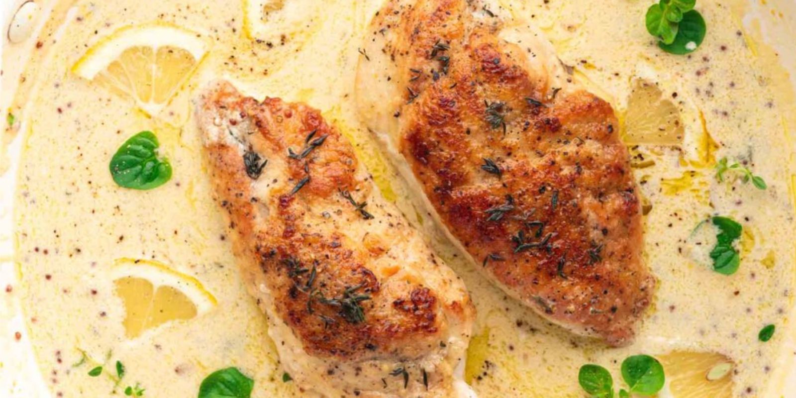 Gratinierte Hähnchenfilets in Champignonrahm,