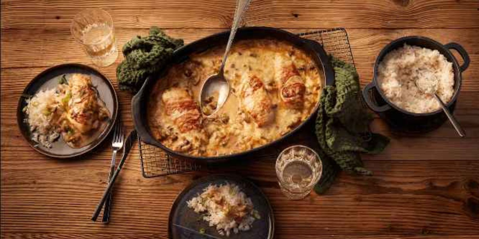 Gratinierte Hähnchenfilets in Champignonrahm