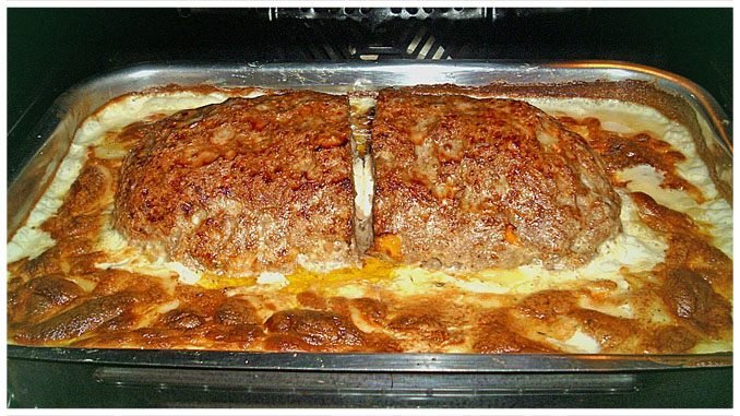 Hackbraten mit Kartoffeln in Sahne