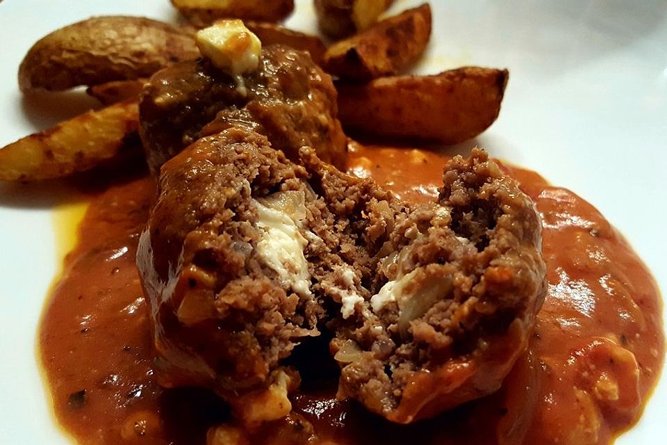 Hackfleischbällchen mit Schafskäse in Tomatensauce
