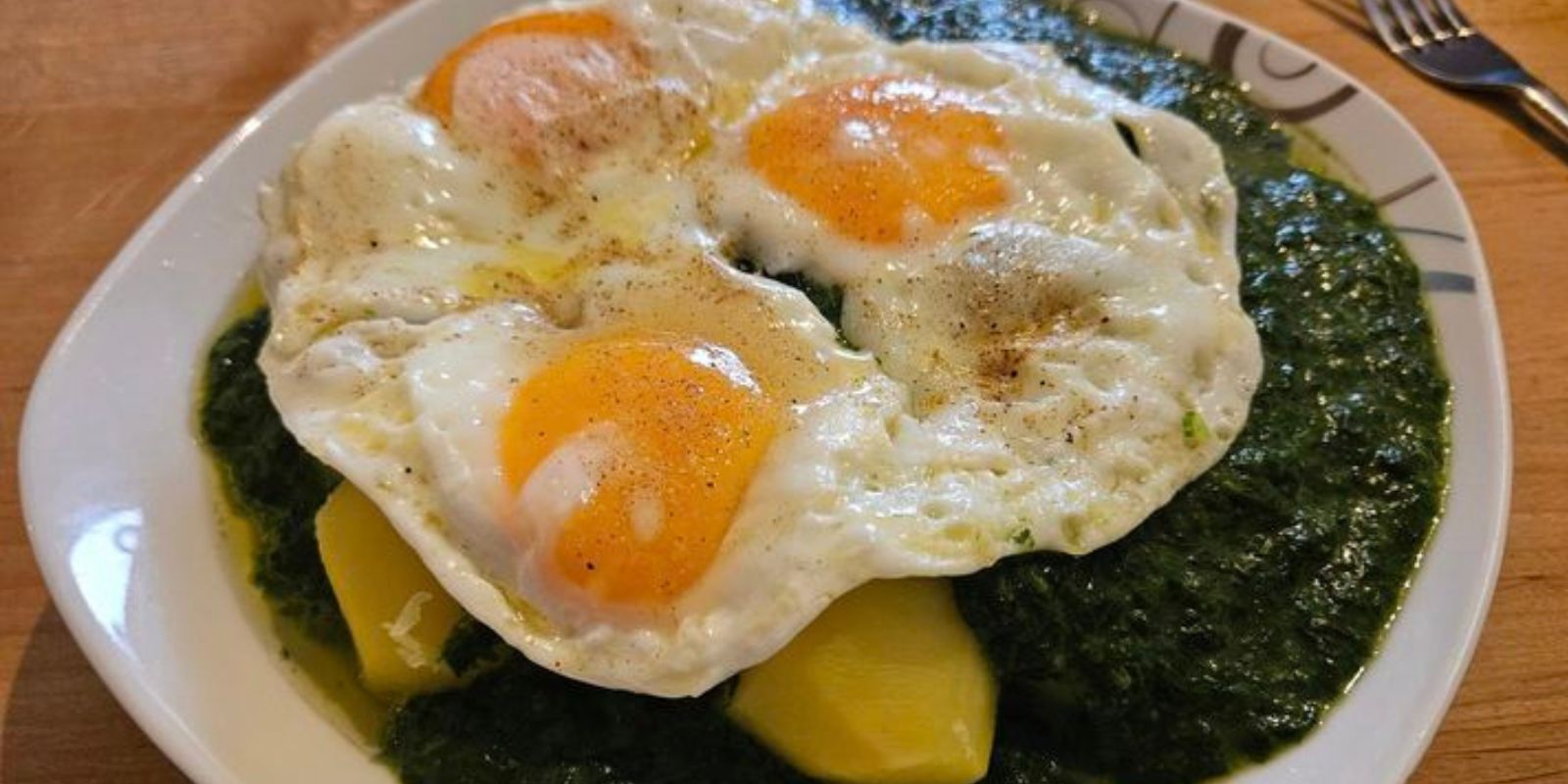 Heute einfach nur Kartoffel Spinat und Eier