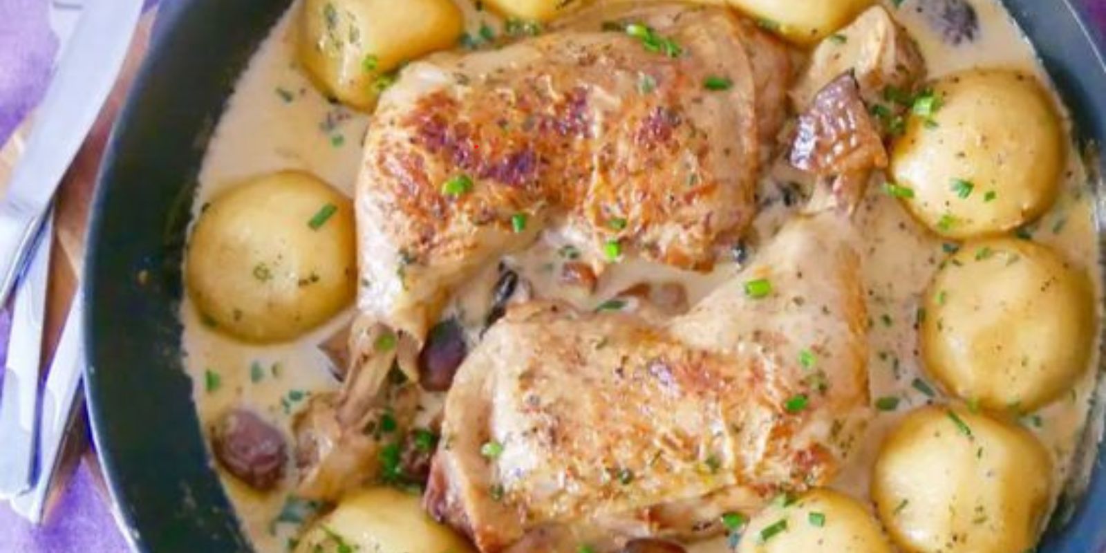 Hähnchen mit Senf und Pilzen