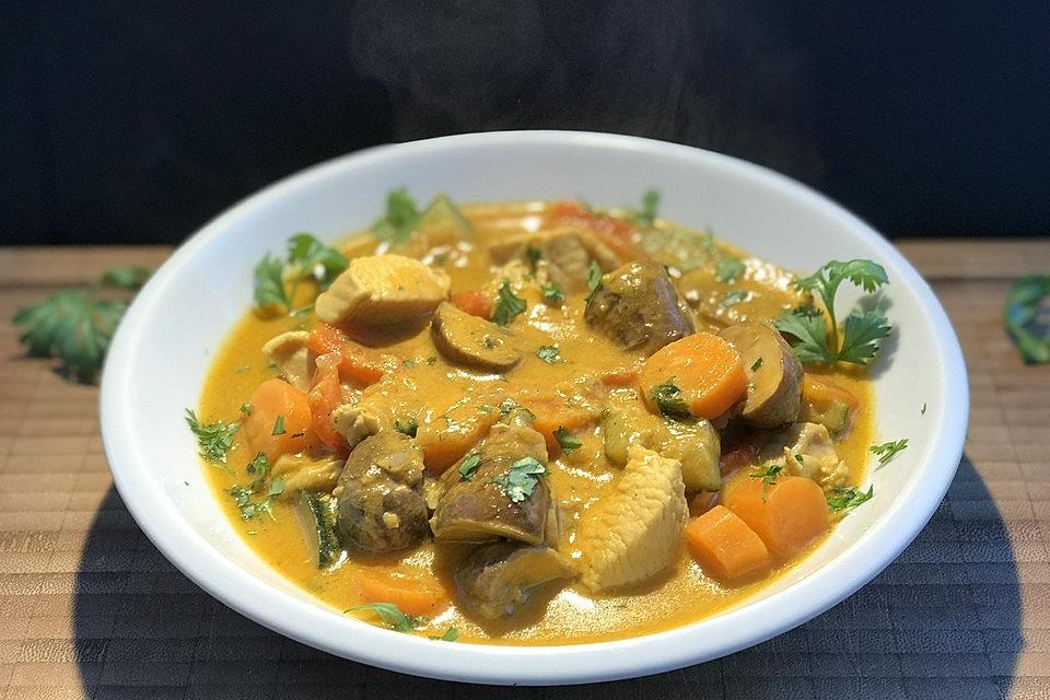 Hähnchencurry indisch in Kokosnussmilch