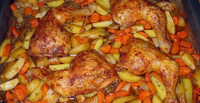 Hähnchenschenkel vom Blech