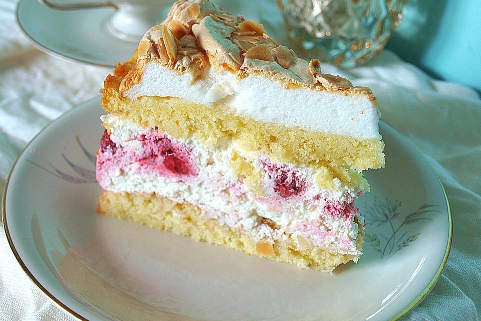 Himmelstorte mit Himbeeren