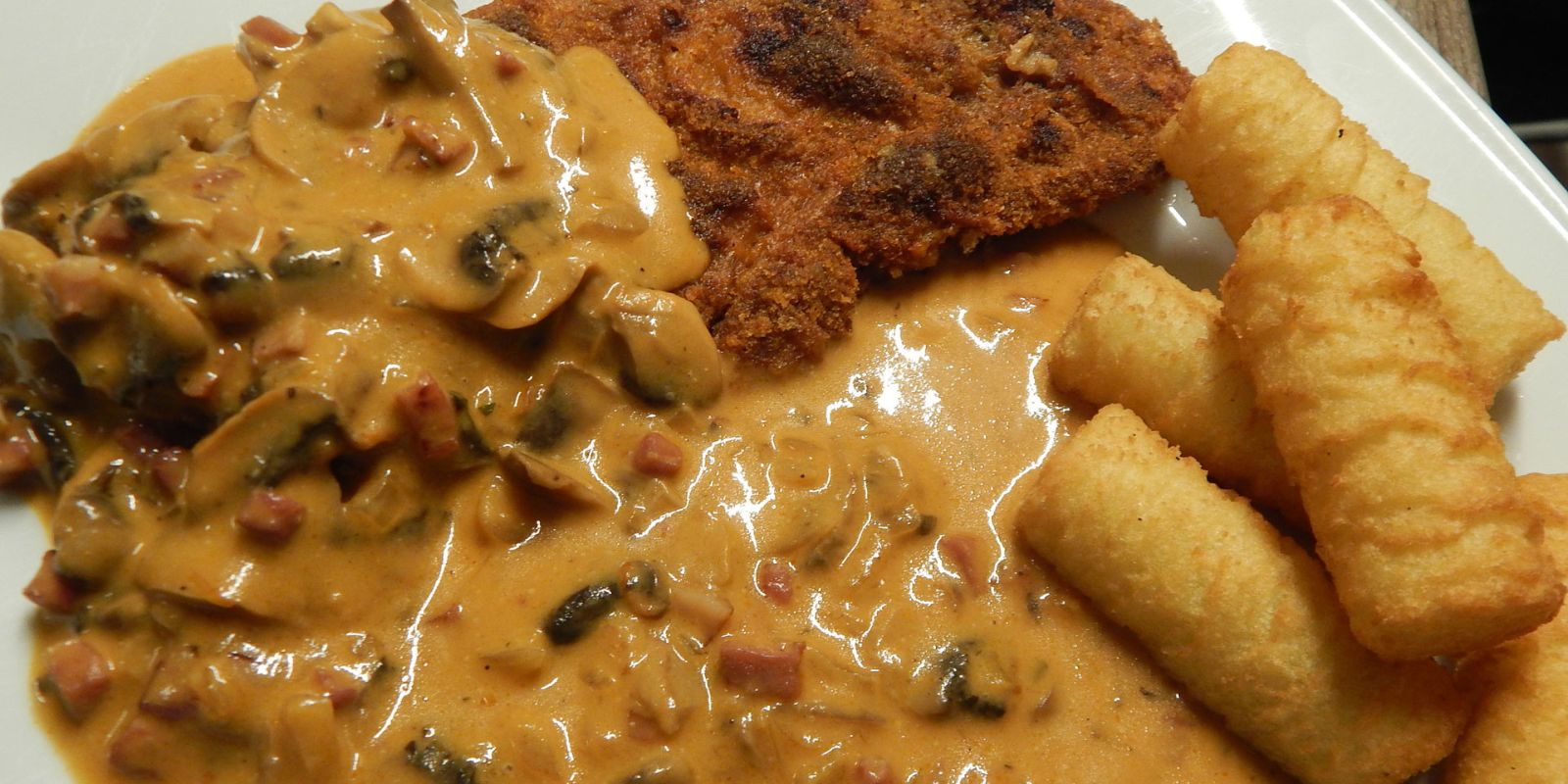 Jägerschnitzel, Rahmsoße, Pilzrahmsoße