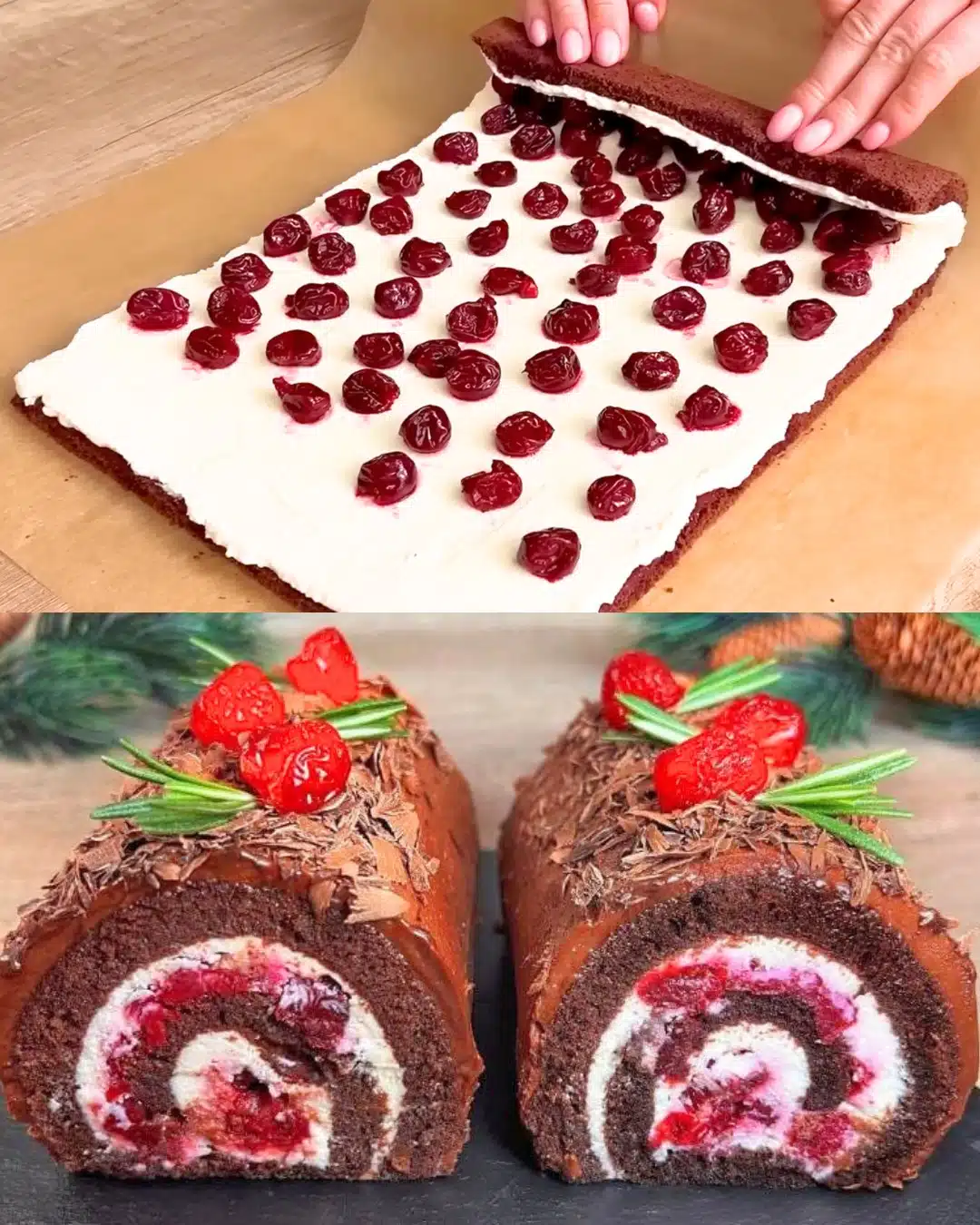 Kirschenrollen: das Rezept für ein wunderschönes Dessert, perfekt für die Feiertage