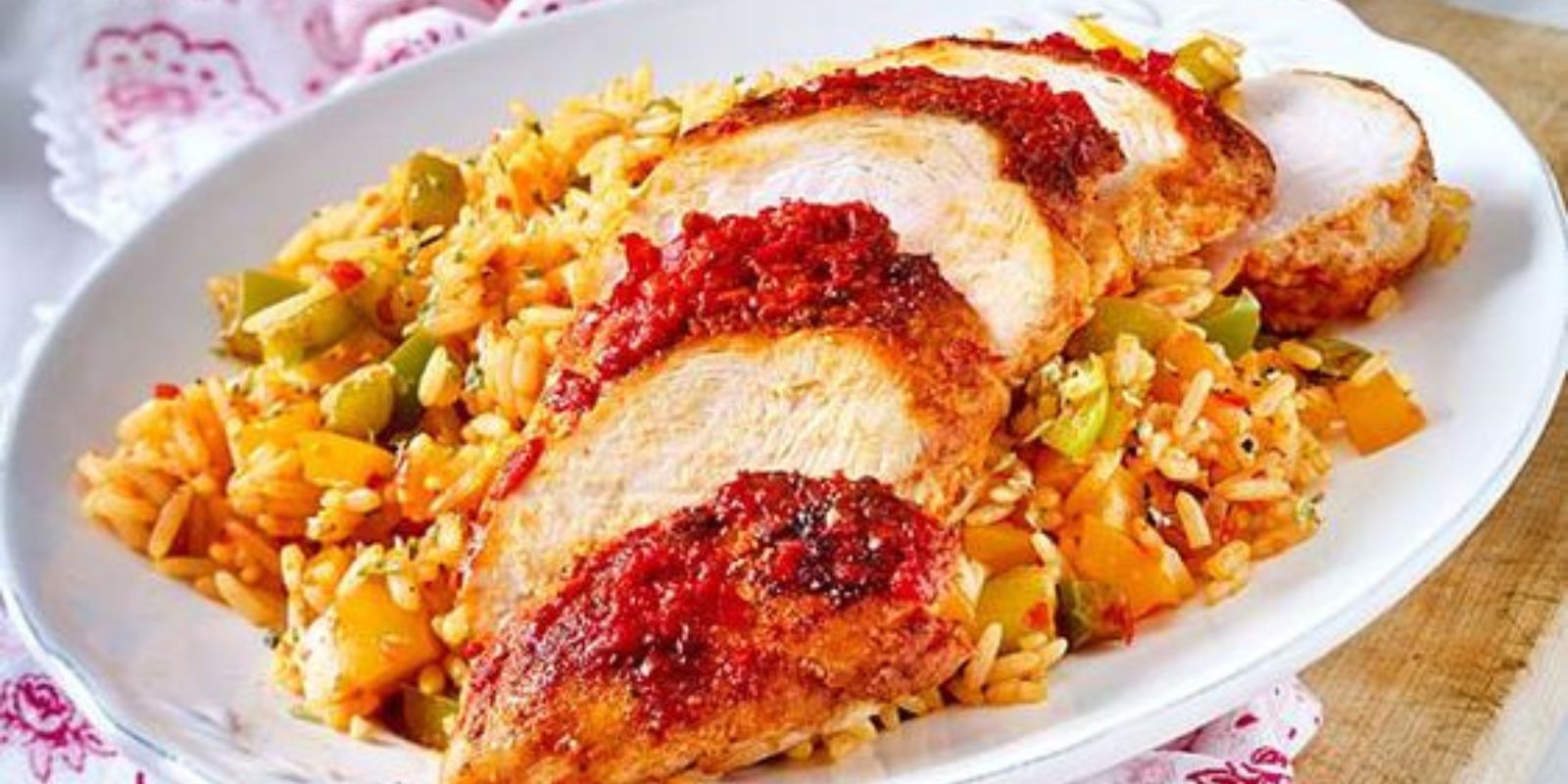 Knusprige Genüsse – Gebackene Hühnerbrust mit Gebratenem Reis