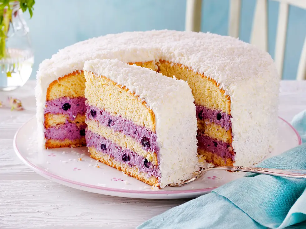 Kokos-Heidelbeer-Torte