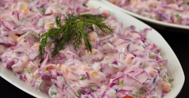 Leckerer leichter Rotkohlsalat mit Joghurt-Sahne-Soße