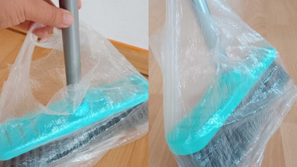 Legen Sie eine Plastiktüte auf den Besen und verabschieden Sie sich von Staubsauger und Besen