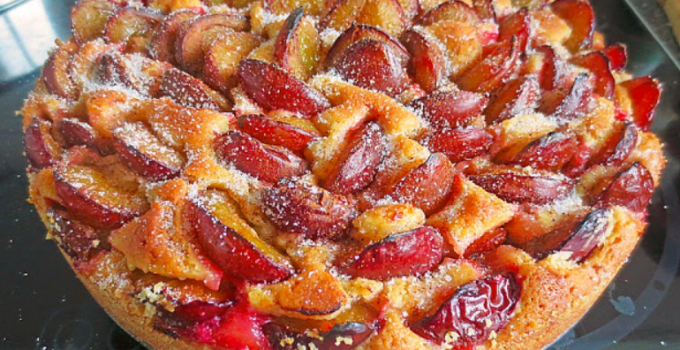 Pflaumenkuchen (Einfacher, schneller Kuchen für eine Springform)