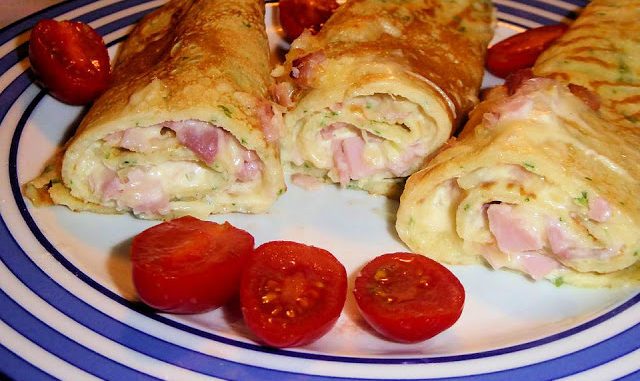 Pikante Pfannkuchen mit Schinken und Käse