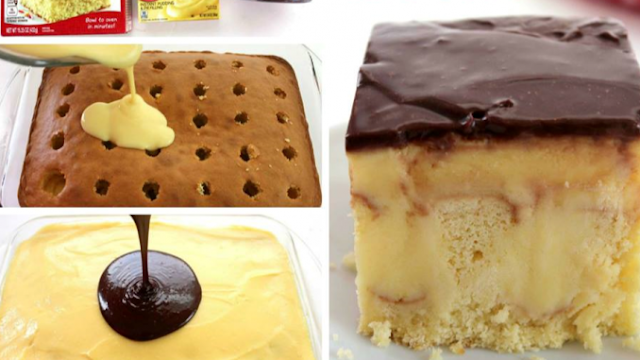 Puddingkuchen mit Schokoglasur