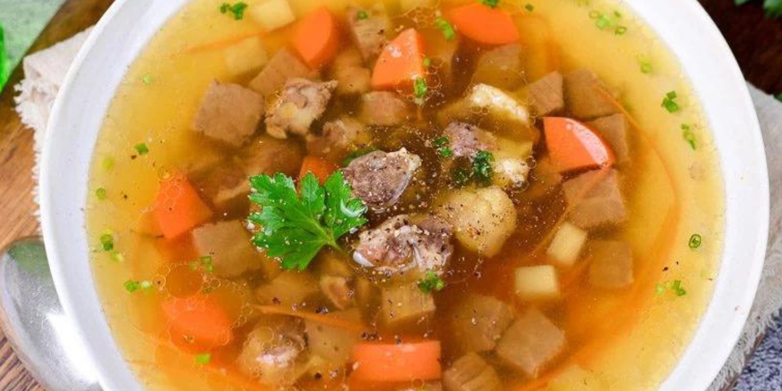 Rinderbrühe mit Gemüse, es regnet, wir wärmen uns mit einer leckeren Brühe.