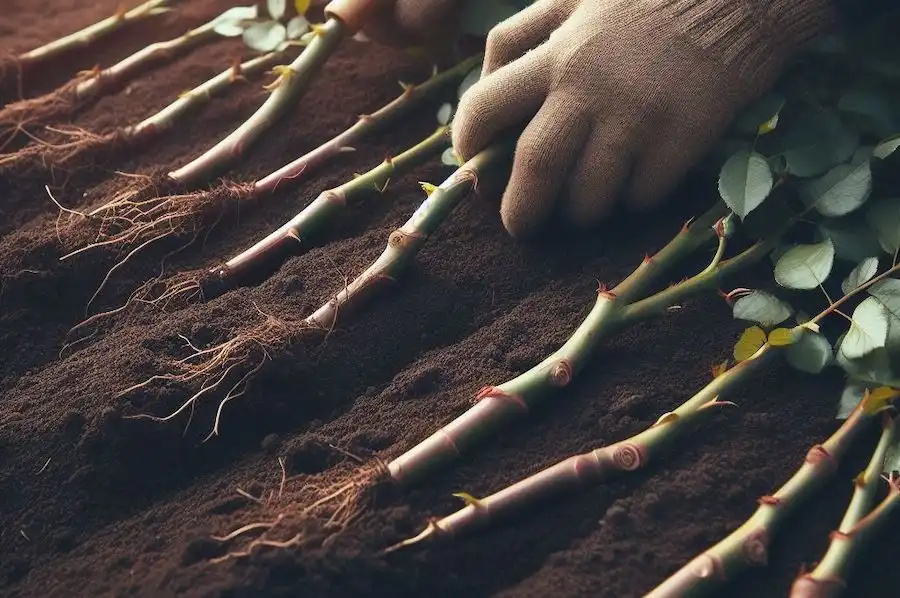 Rosenstängel horizontal pflanzen