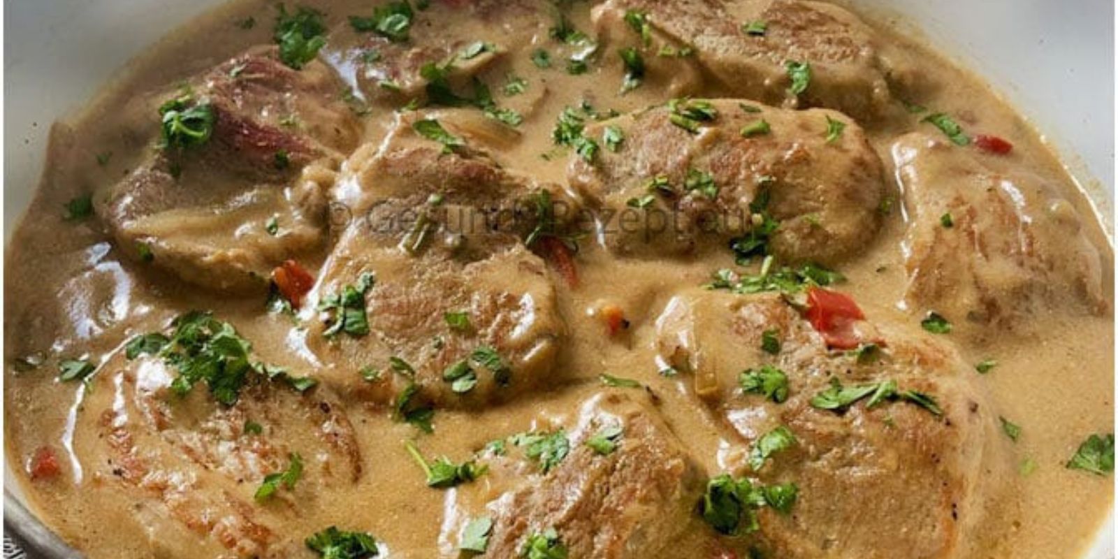 Schnitzelstreifen in Senfsahnesauce