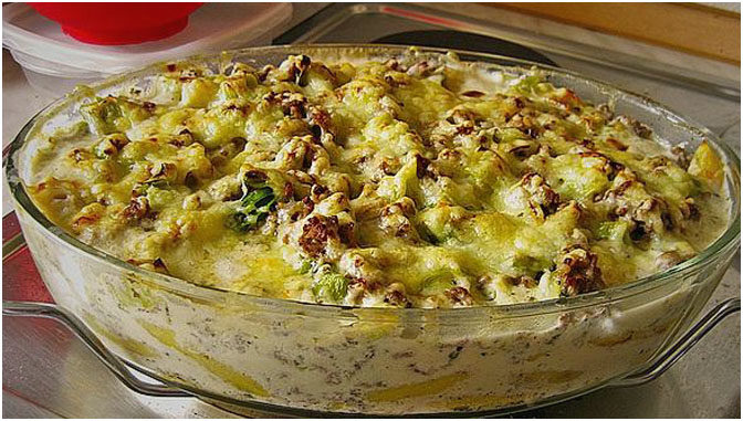 Schupfnudel – Auflauf mit Lauch und Hack (Einfach)