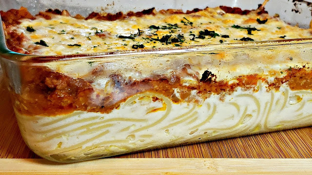 Spaghetti Auflauf mit Mozzarella