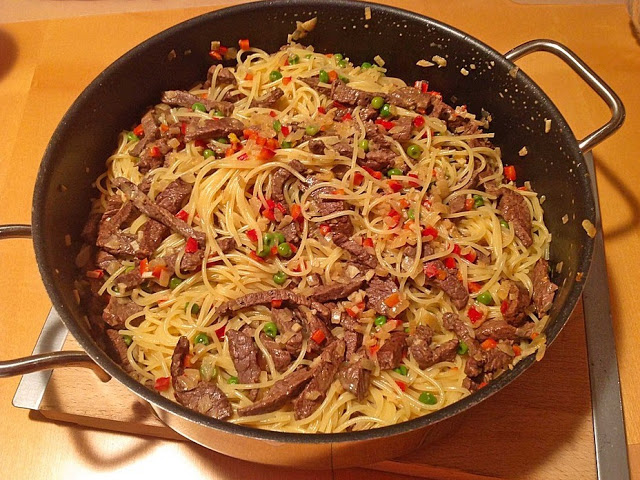 Spaghetti-Rindersteakhüfte Topf