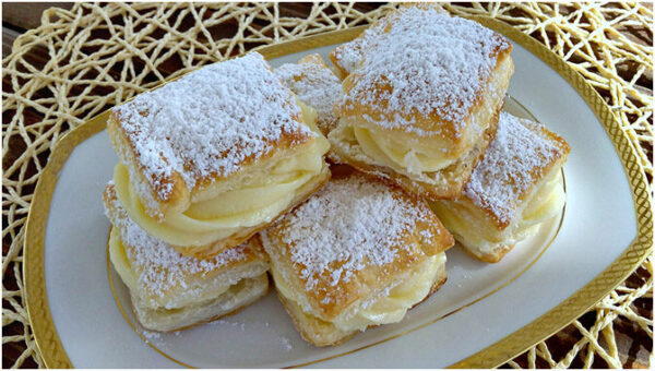 Vanillecremepudding im Blätterteig