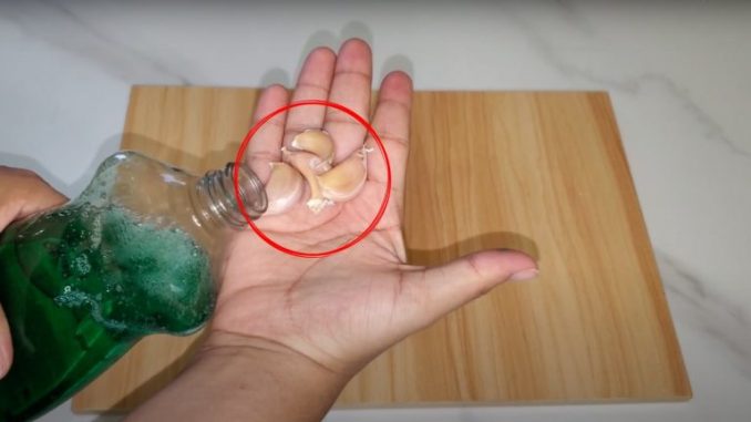 Waschmittel und eine Knoblauchzehe, was passiert, wenn man sie kombiniert: die japanische Methode