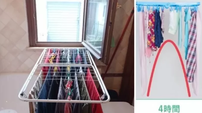Wäsche auf dem Wäscheständer trocknen: mit der japanischen Methode geht es besser