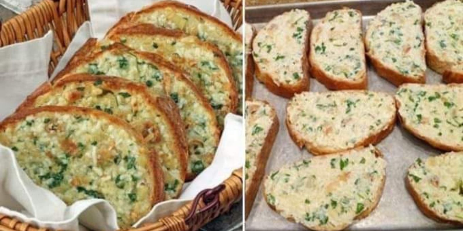 Überbackenes Brot mit gebackenem Knoblauch