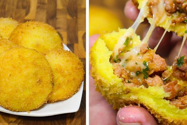 Bolinho caipira com massa de milho e recheio de linguiça muito saboroso e perfeito para o lanche