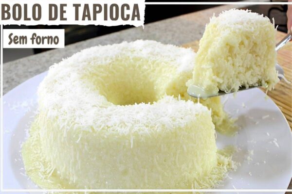 Bolo de tapioca granulada sem forno é só misturar os ingredientes e levar pra gelar