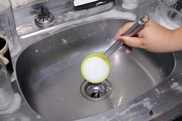 Como desentupir pias e ralos utilizando apenas sal grosso e água fervente